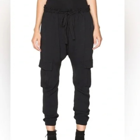Ulla Johnson Army Pant Crepe Drop Rise Cargo Linen Blend Maroon/Dark Purple Red - Picture 1 of 4